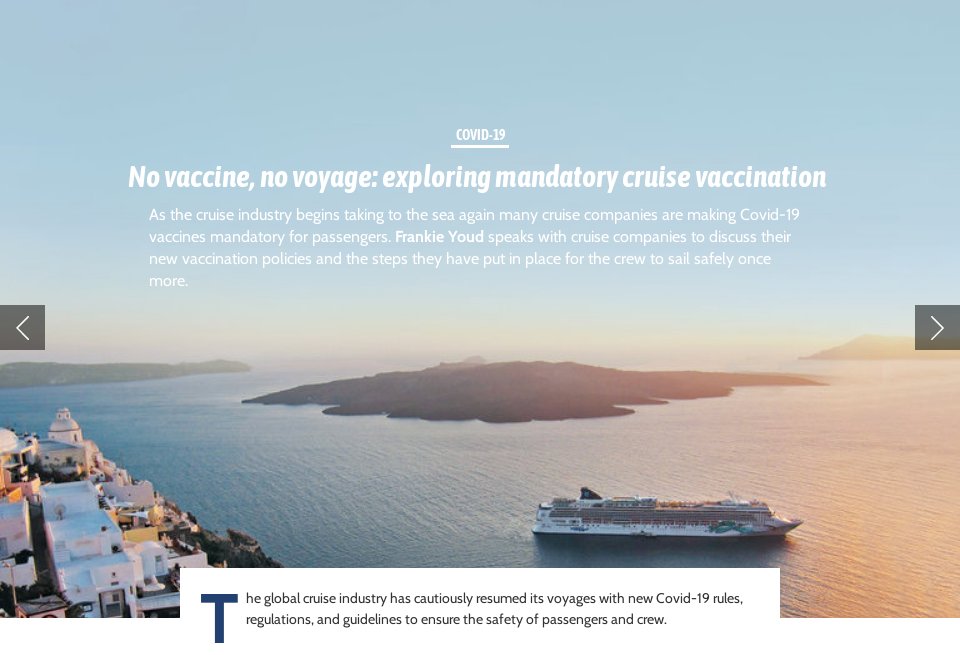 No Vaccine No Voyage Exploring Mandatory Cruise Vaccination Future Cruise Issue 17 August 2021