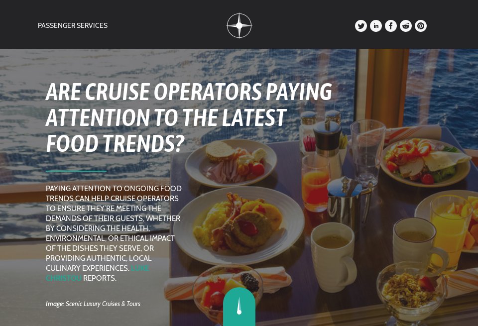 Are cruise operators paying attention to the latest food - Future Cruise 12 | May 2020